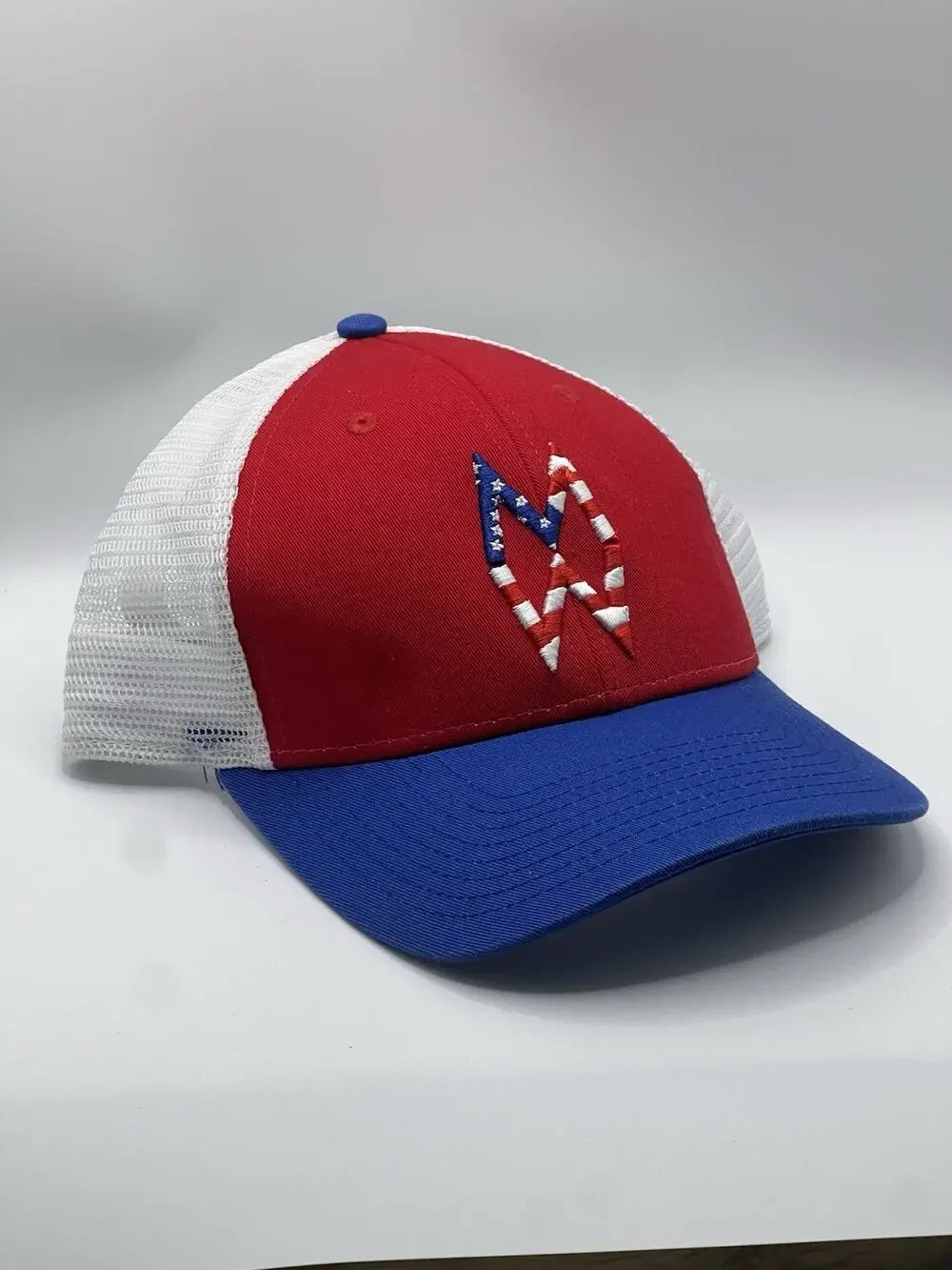 Red, White & Blue Trucker Hat with Star Stripe Logo